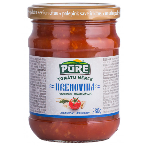 Mērce tomātu Hrenovina ar mārrutkiem 280g, Pūre