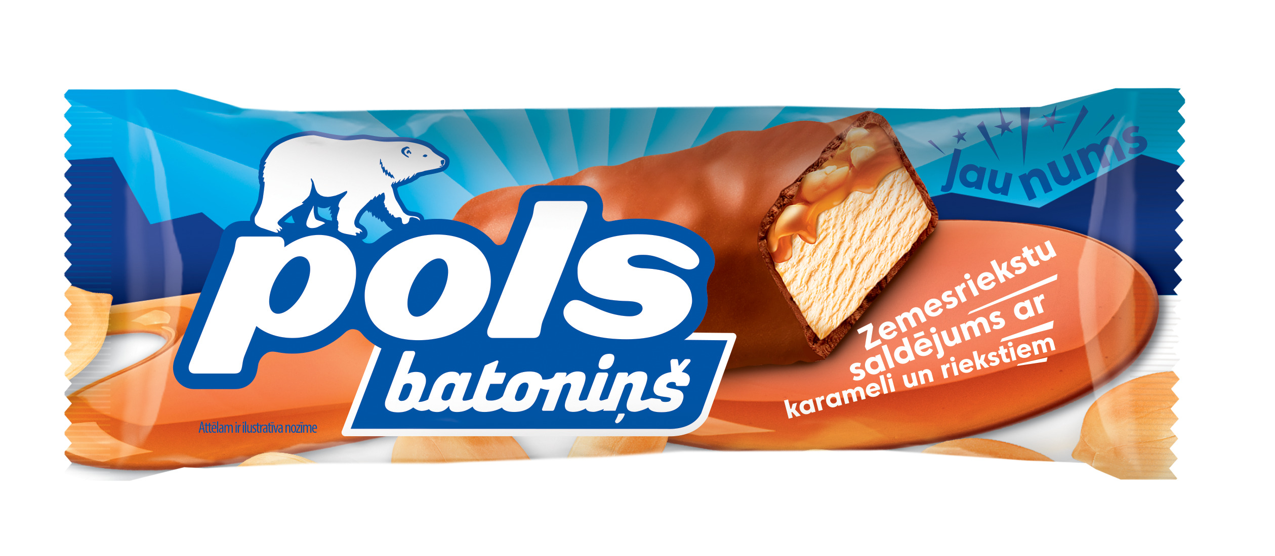Saldējums Zemesriekstu ar karameļu piedevu un zemesr. glazūrā 53ml/ 48g, Pols